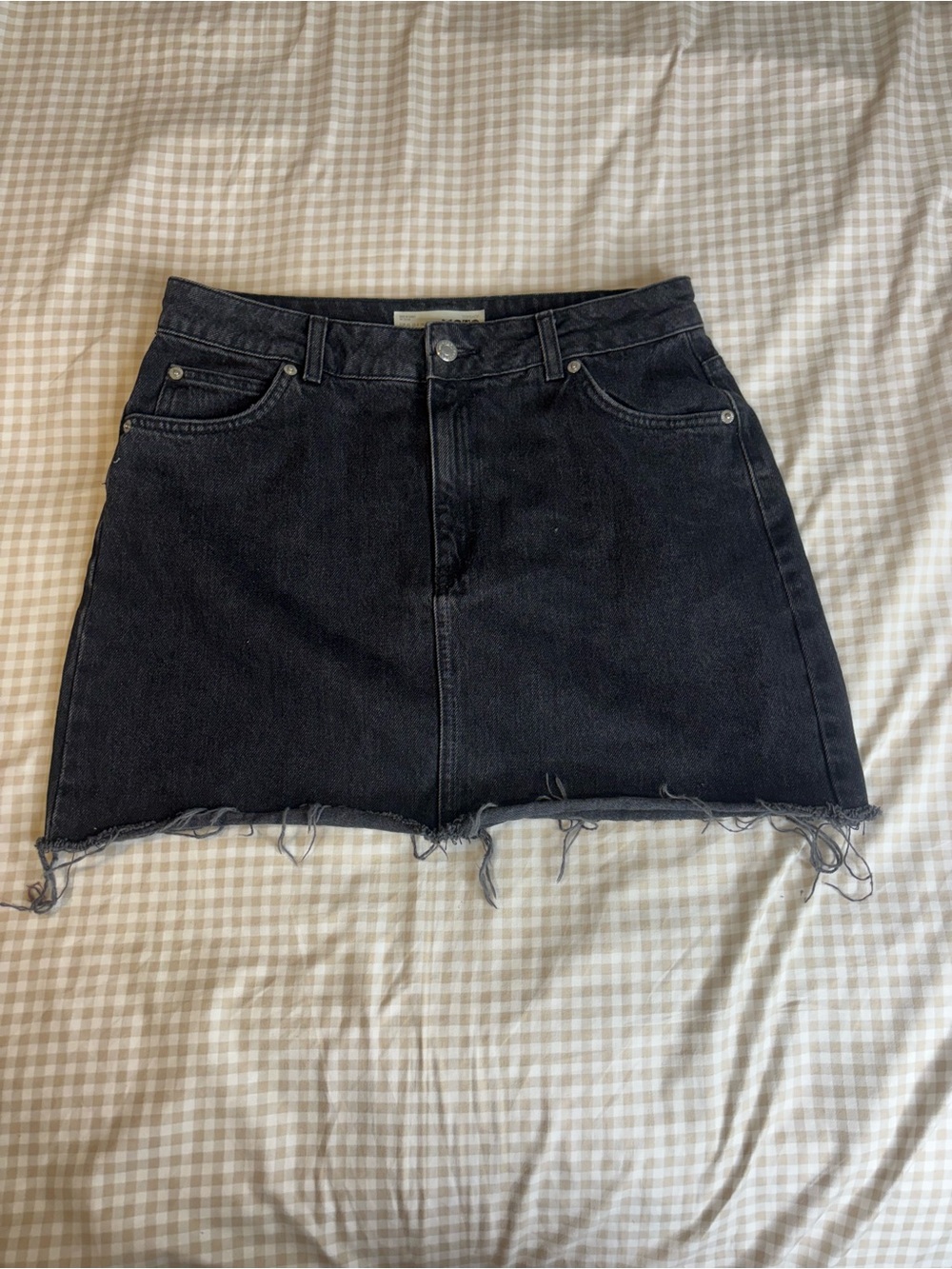 Topshop Moto Black Denim Mini Skirt